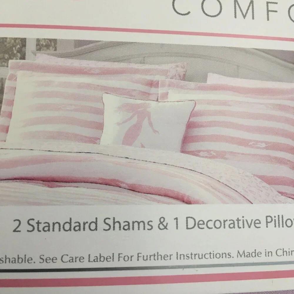 8pc Pink Mermaid Beach Full Queen Comforter Sheet Pillow Bedding Set Envogue Kid